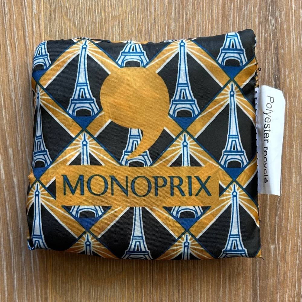 Monoprix Black and Gold Eiffel Tower Tote Bag